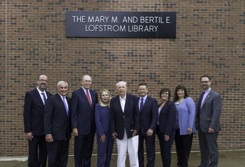 Group attending library dedication