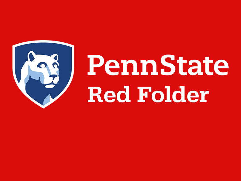 Penn State's Red Folder Logo with red background