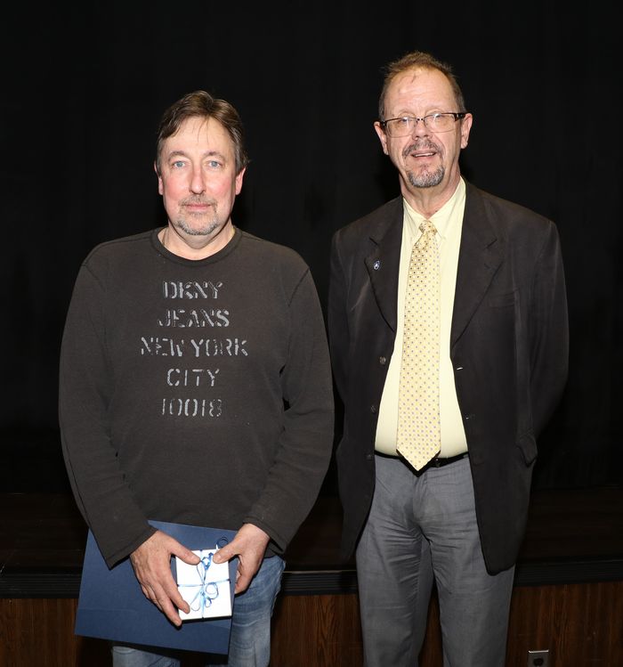 Kenneth Dudeck, left, was honored for 30 years at Penn State Hazleton. 