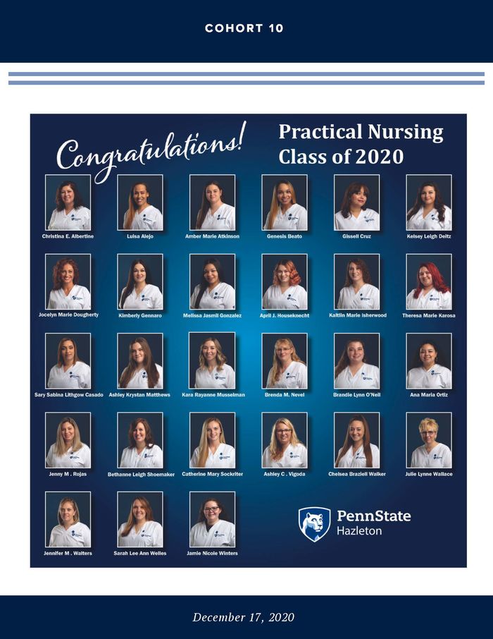 Headshots of a group of nurses in white scrubs