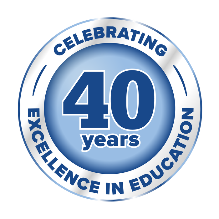 Circular logo that reads "Celebrating 40 years excellence in education"