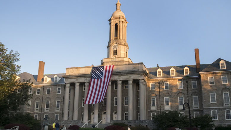 flag placement at Old Main for 9/11