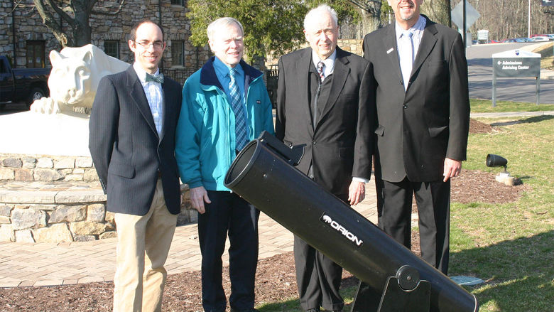 Attorney Thomas K. Noonan, Mahanoy City, donated an 8” Dobsonian telescope to the physics and science departments at Penn State Hazleton.