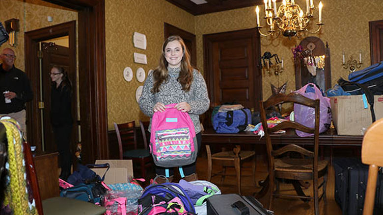 Lauren Nietz organized a collection of more than 300 bags from the Penn State Hazleton community for children in foster care.