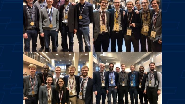 AI-generated images of computer scientists winning an award at a conference