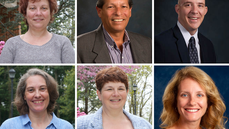 Headshots of six members of the Penn State Hazleton faculty