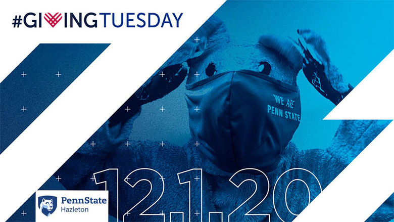 Giving Tuesday graphic with Nittany Lion in background