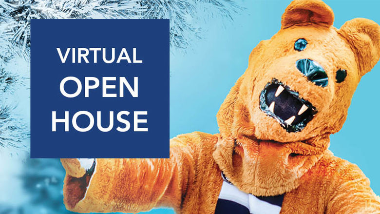 Nittany Lion mascot with virtual open house