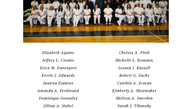 Group of nurses in white scrubs standing in two rows