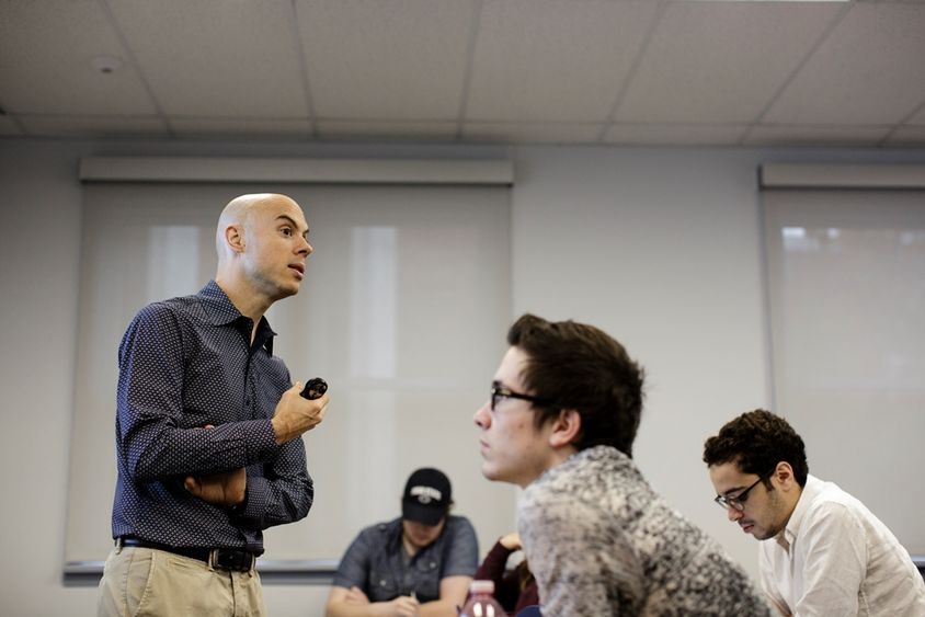 Associate Professor of History Justin Nordstrom teaches a class. He has recently released “Aunt Sammy’s Radio Recipes: The Original 1927 Cookbook and Housekeeper's Chat."