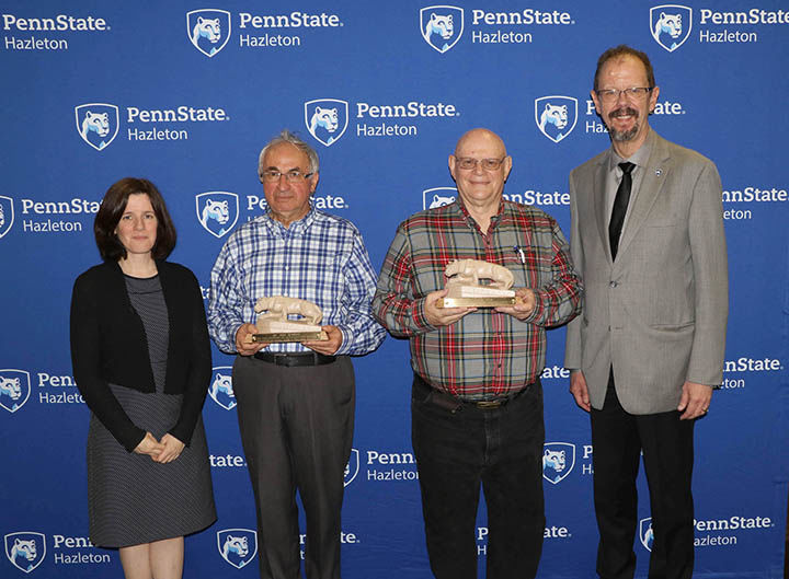 Penn State Hazleton honored two retiring professors at a ceremony on campus.