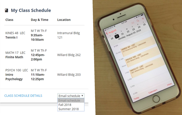 Students can now download their class schedule from LionPATH to various calendar apps