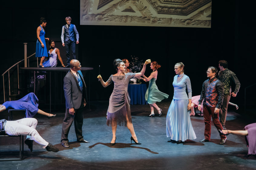 Group of dancers on a stage during a performance