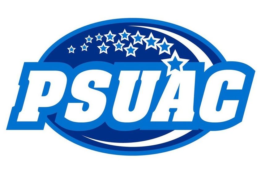 Blue and white logo for Penn State University Athletic Conference (PSUAC)